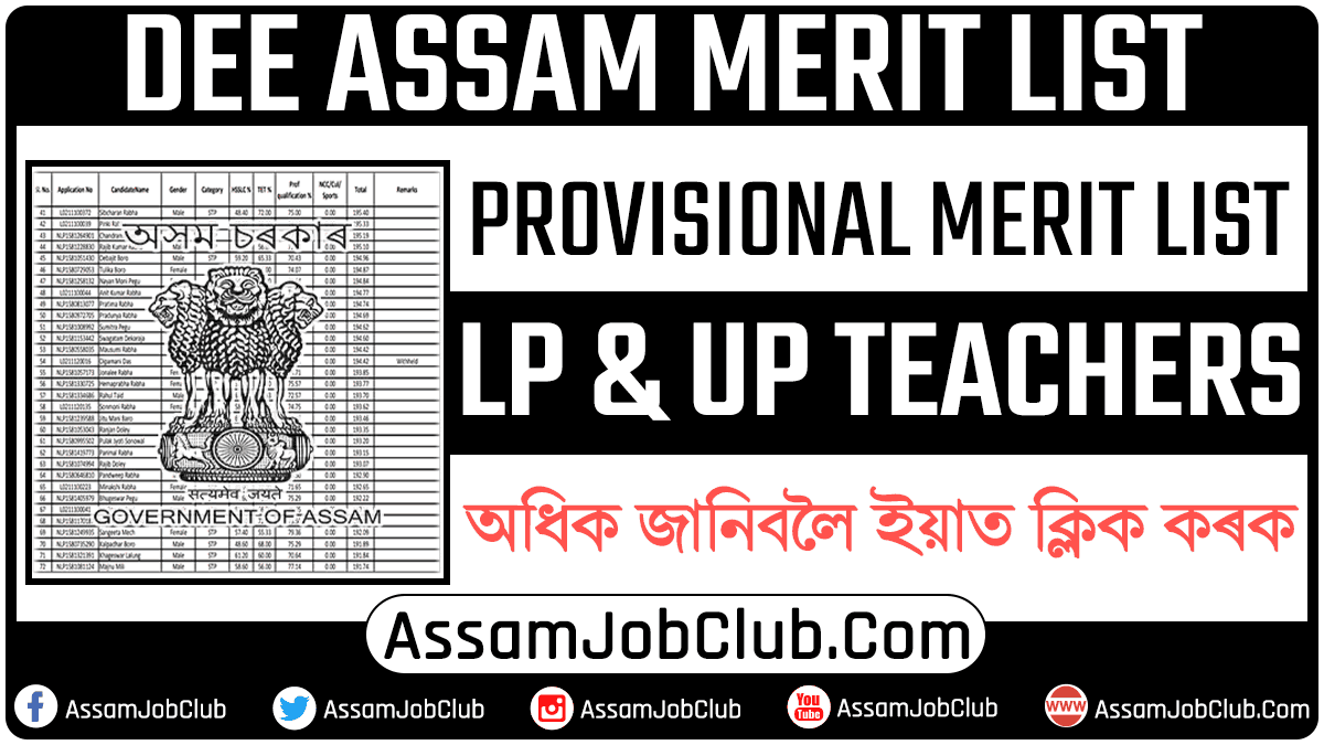 DEE Assam Merit List